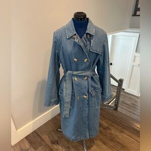 Denim & Co. Canyon Retreat Denim Trench Coat with Lapel Detail & Belt